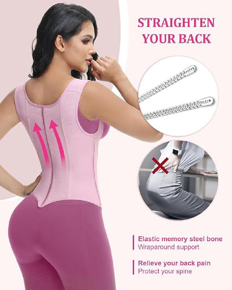 SKYNN® Waist Trainer for Women Body Shaper Corset Vest Tank Top with Steel Bones