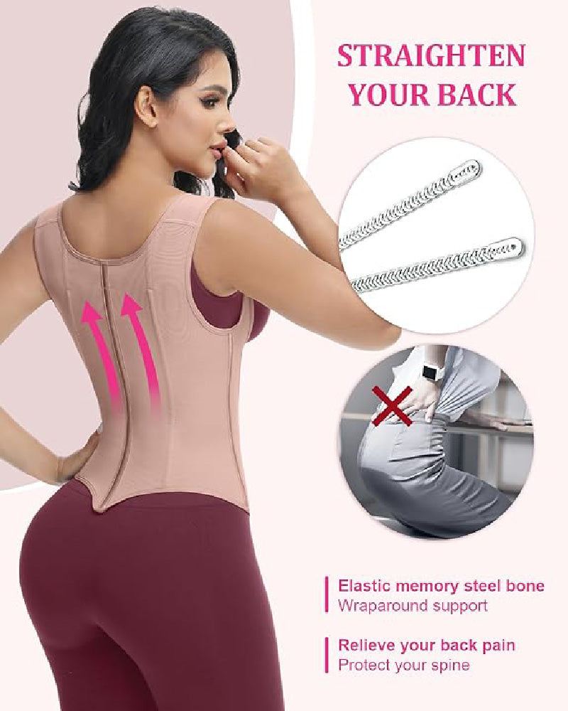 SKYNN® Waist Trainer for Women Body Shaper Corset Vest Tank Top with Steel Bones