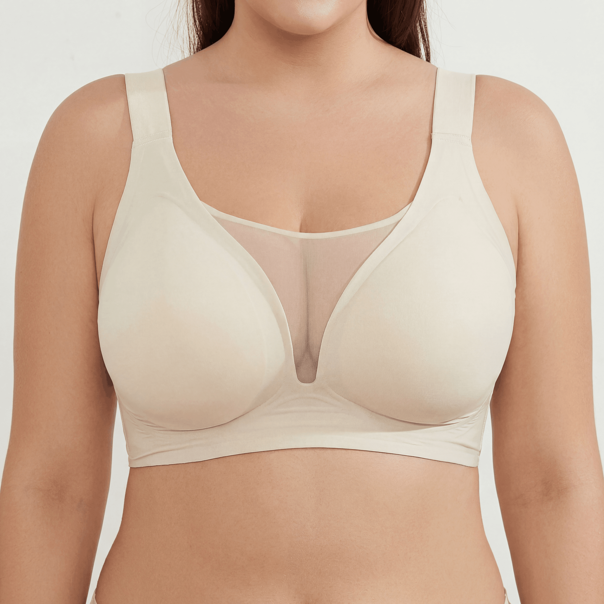 Deep V Mesh Full Coverage Bra