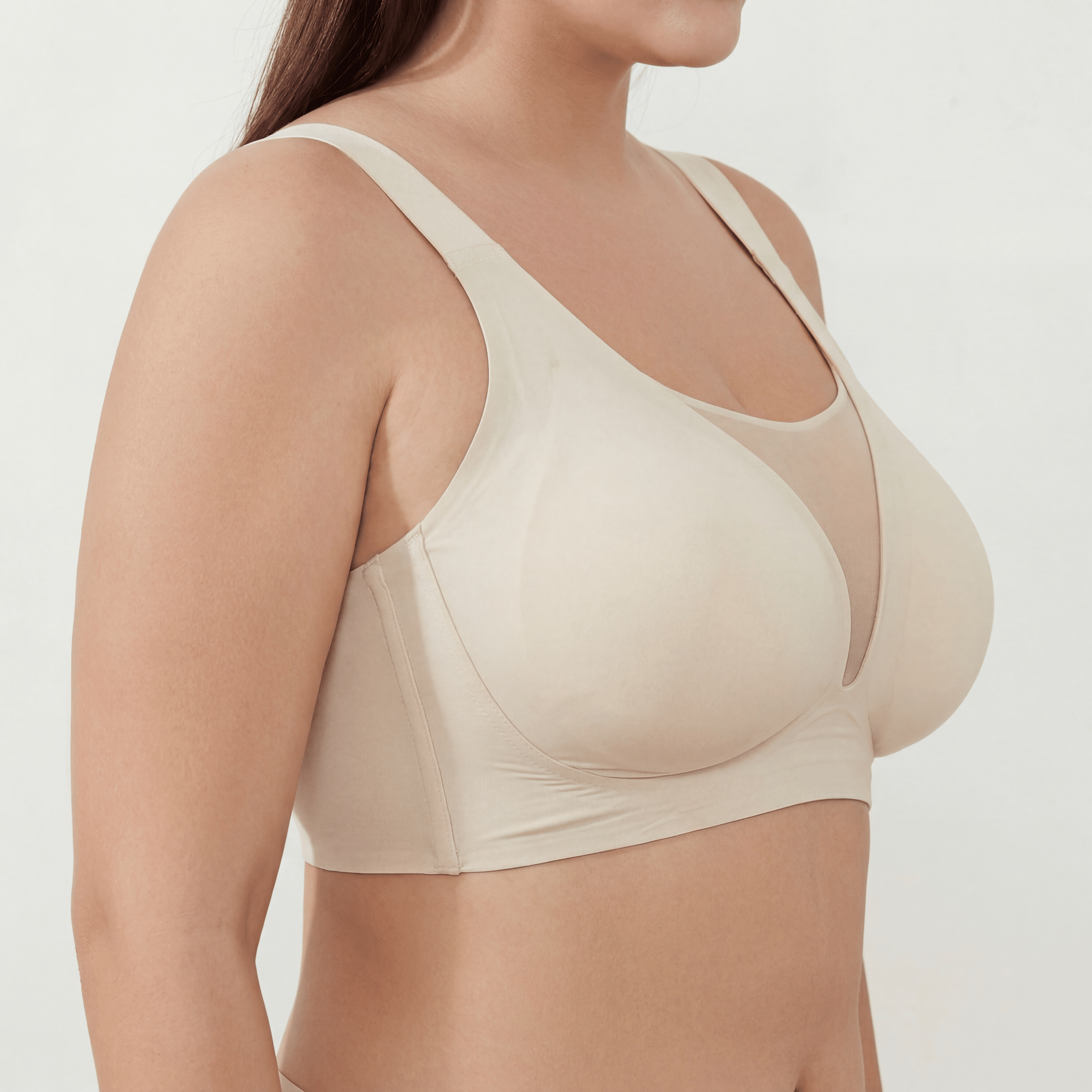 Deep V Mesh Full Coverage Bra