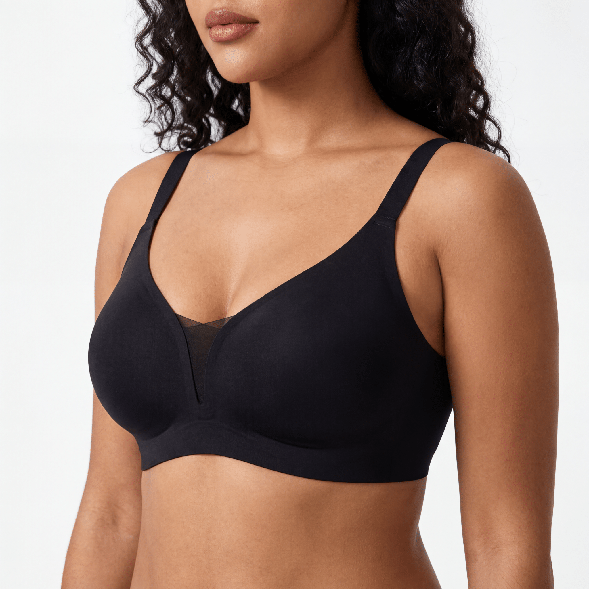 V-Neck Mesh Detail Bra