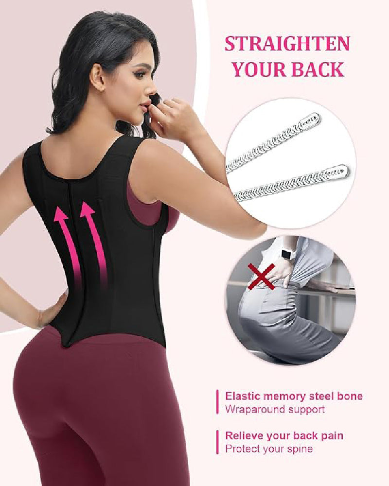 SKYNN® Waist Trainer for Women Body Shaper Corset Vest Tank Top with Steel Bones