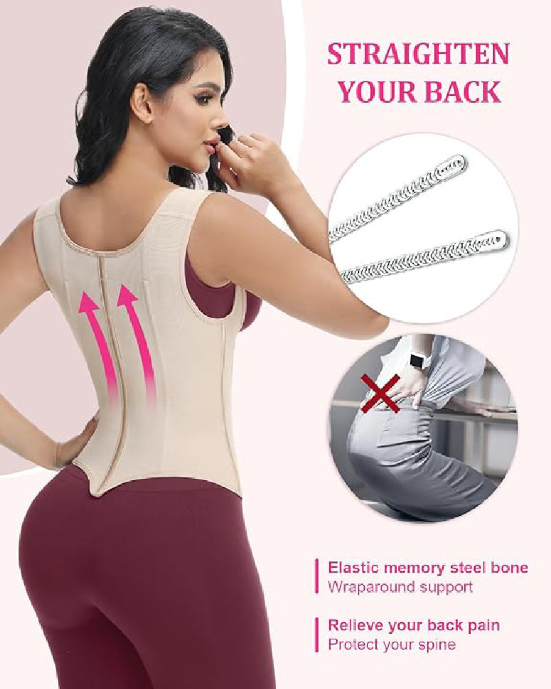 SKYNN® Waist Trainer for Women Body Shaper Corset Vest Tank Top with Steel Bones