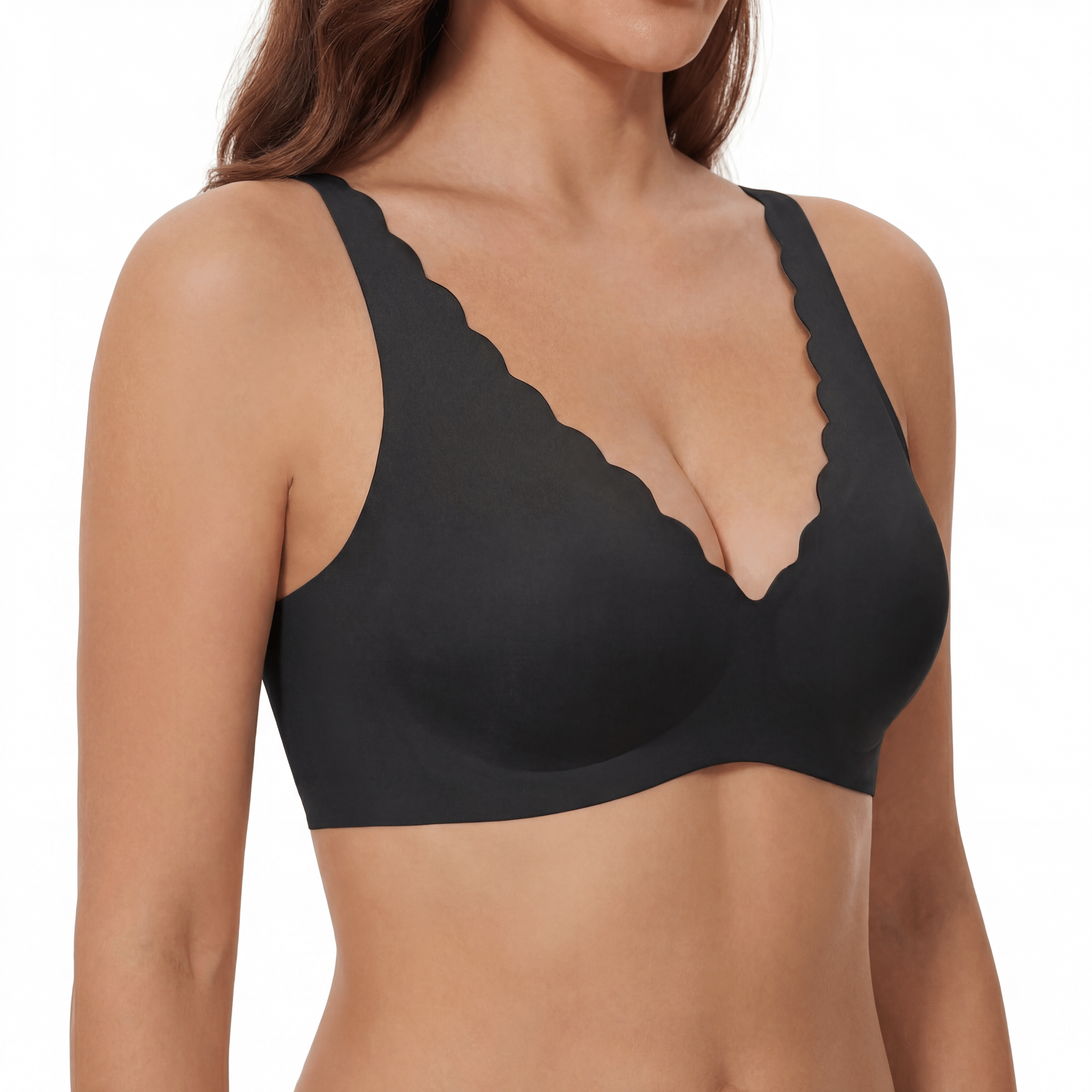 Scalloped Neckline Plunge Bra