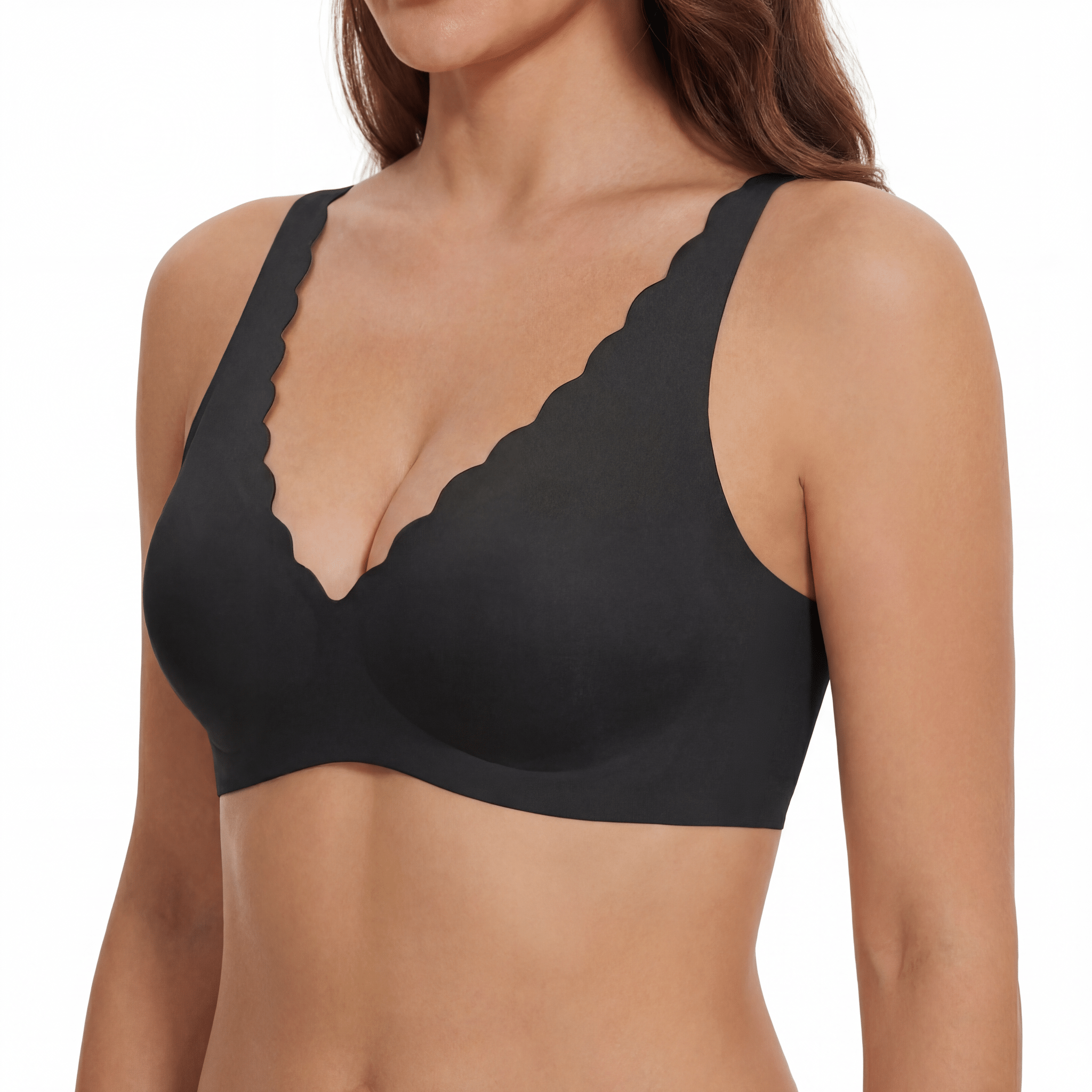 Scalloped Neckline Plunge Bra