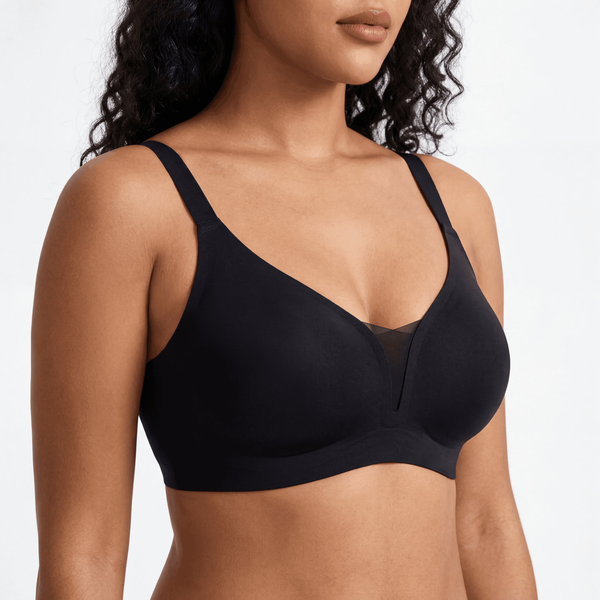 V-Neck Mesh Detail Bra