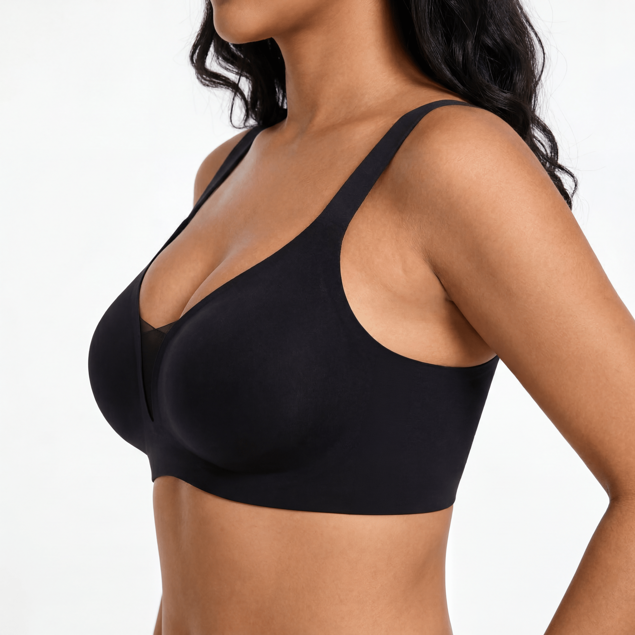 V-Neck Mesh Detail Bra